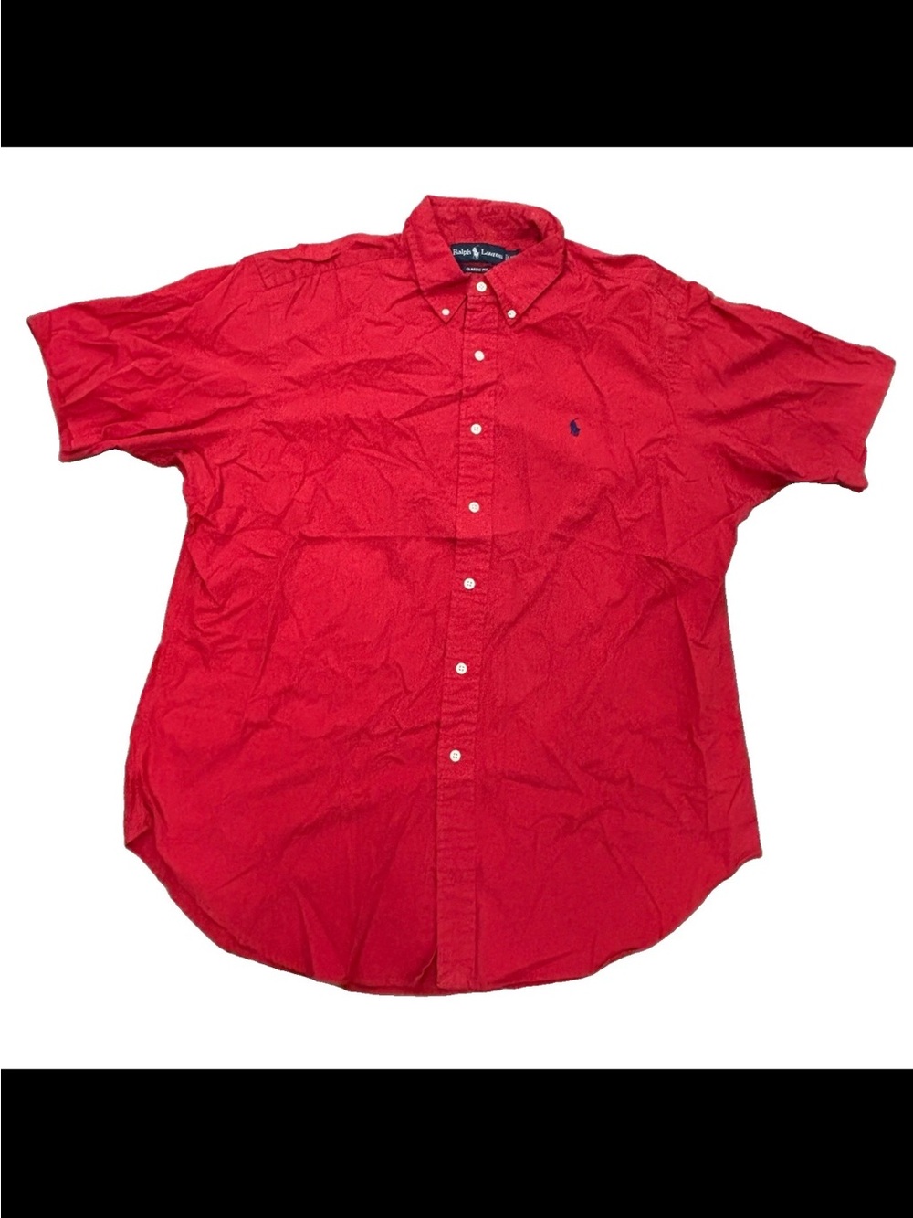Ralph Lauren Y2K Shirt Mens Size XL Red Classic Fit Short Sleeve Button Down